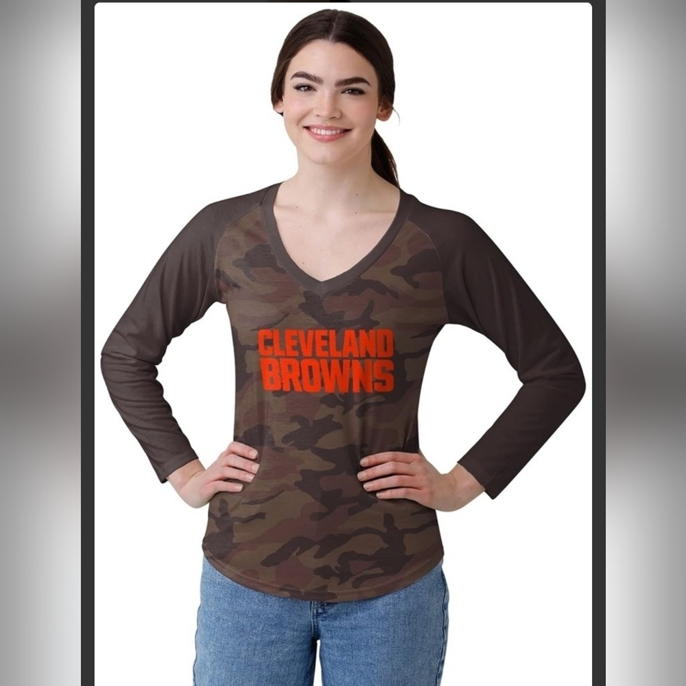 NFL Cleveland Browns Camouflage Long Sleeve Tee Womens Medium